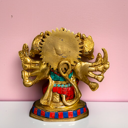 Buy Panchmukhi Hanuman ji with Blessing Brass stone work idol - 6 Inches Nikuressence