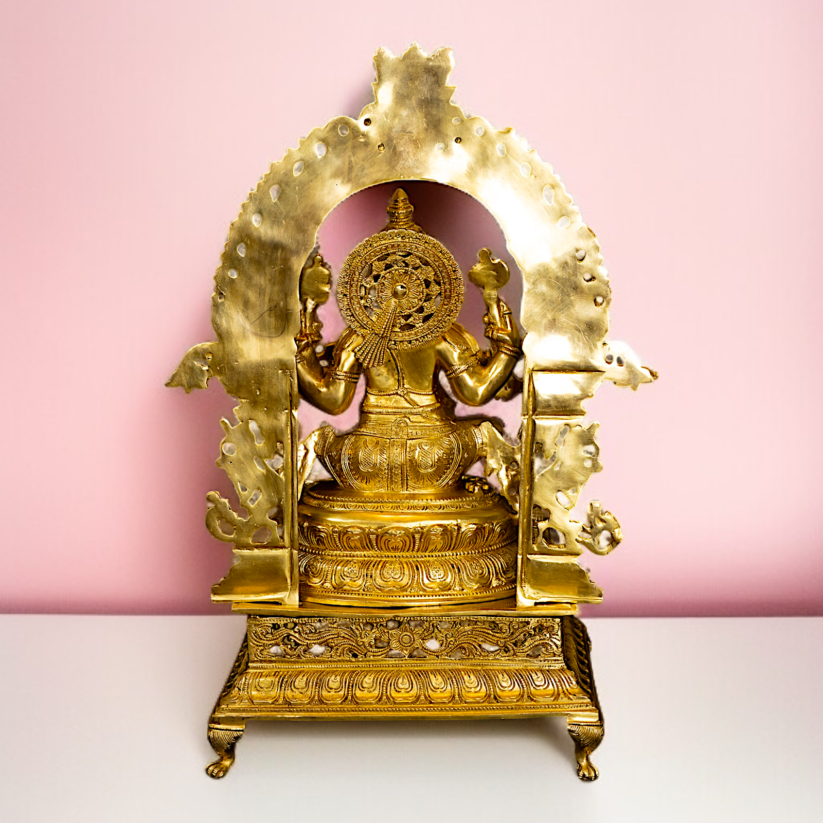 Large Ganesha Vinayaka Seated on singhasan Brass statue - 28 Inches Nikuressence