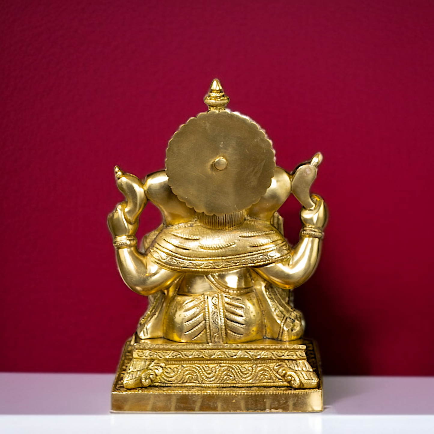 Solid Brass Ganesha with Blessing seated on throne idol - 11 inches Nikuressence