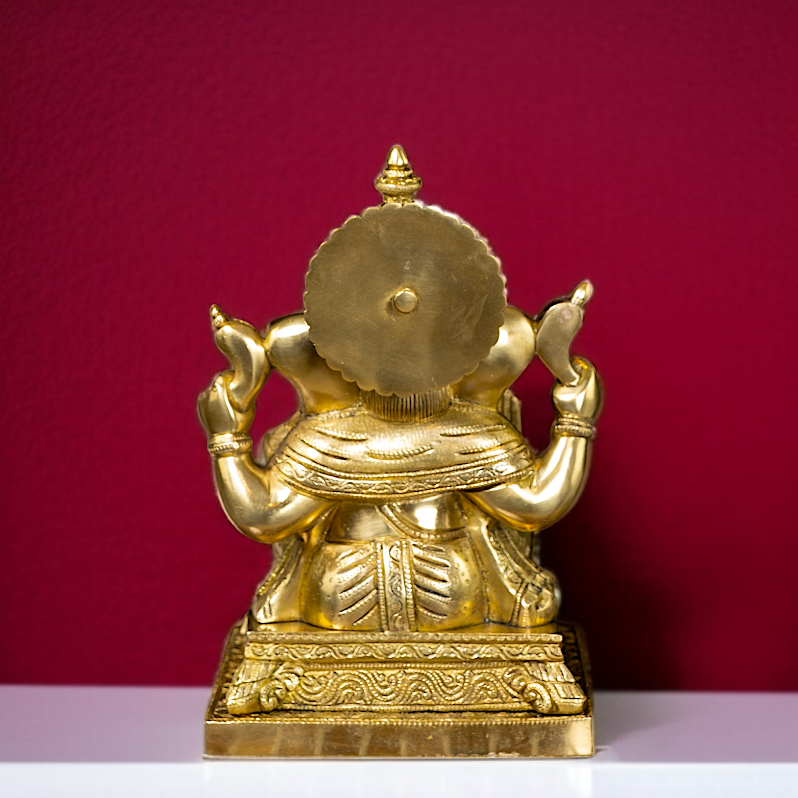 Solid Brass Ganesha with Blessing seated on throne idol - 11 inches Nikuressence