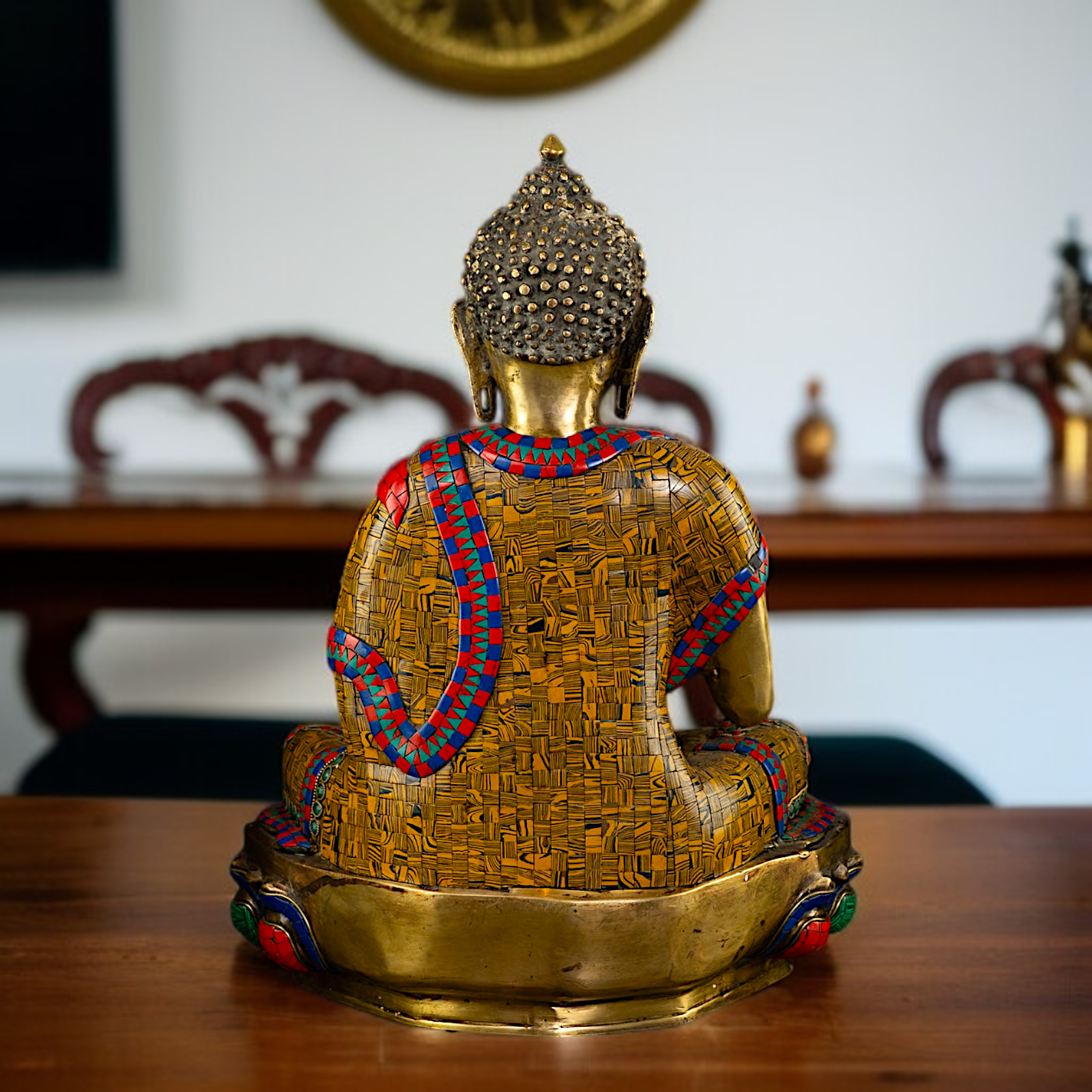 Online Buddha Blessing Brass with stone work statue - 19 Inches Nikuressence