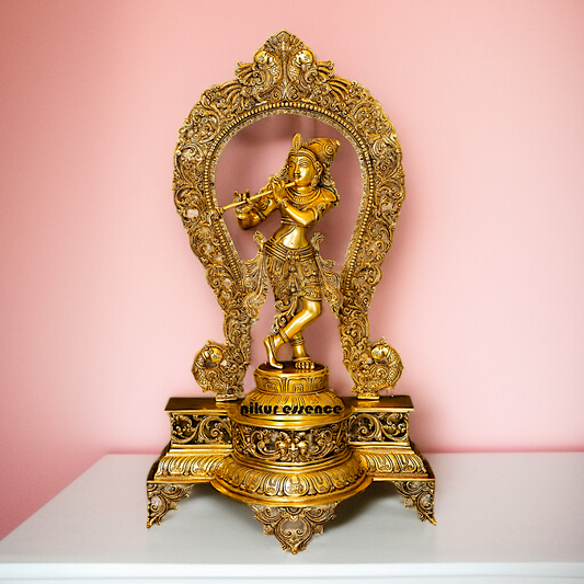 Pure Brass Bal Krishna with Playing Flute Standing statue - 30.5 Inches Nikuressence