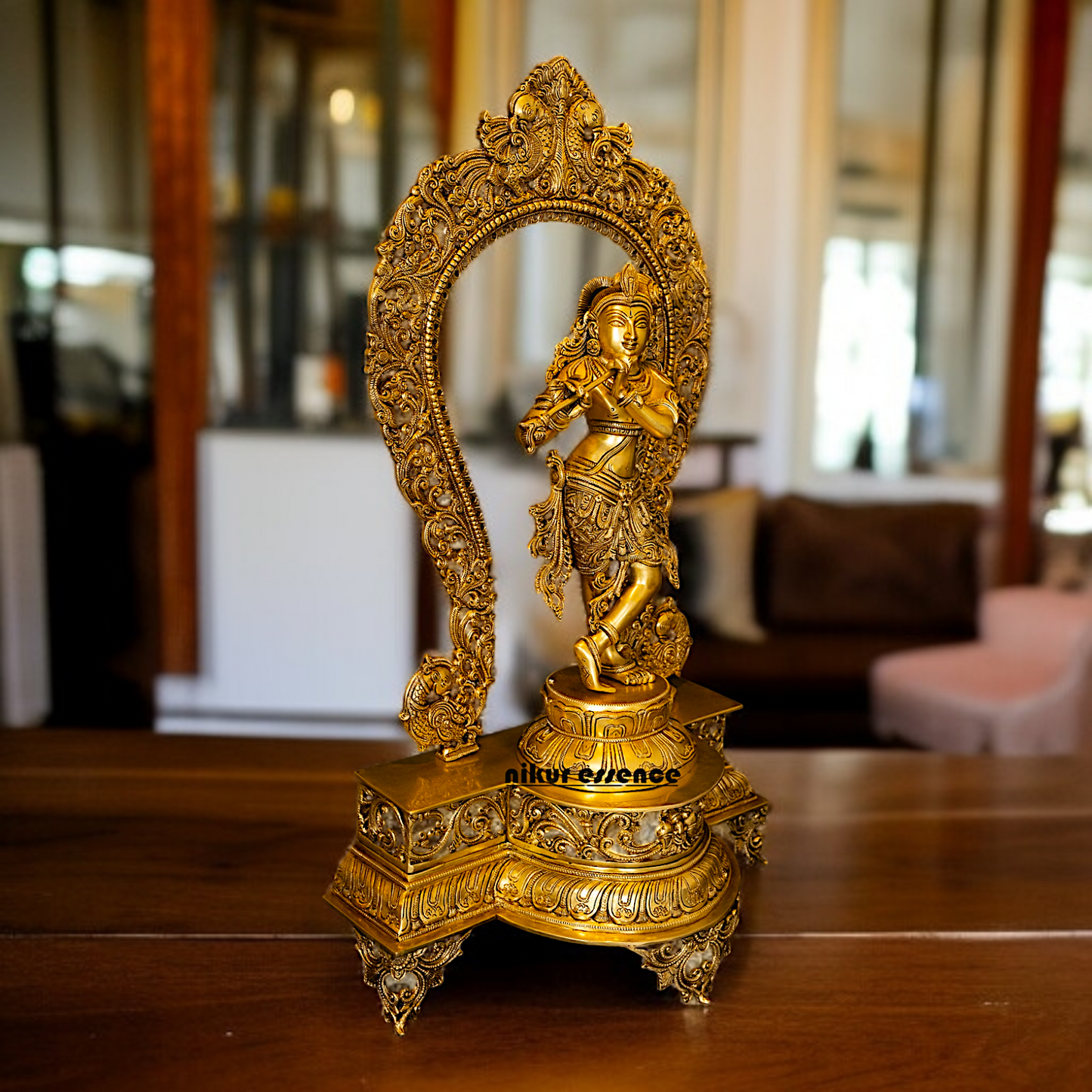 Pure Brass Bal Krishna with Playing Flute Standing statue - 30.5 Inches Nikuressence