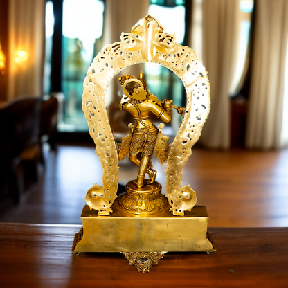 Pure Brass Bal Krishna with Playing Flute Standing statue - 30.5 Inches Nikuressence