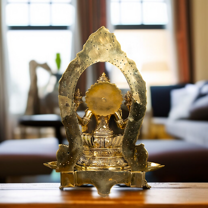 Brass Lakshmi Maa with Five Diya lamp idol - 18 Inches Nikuressence