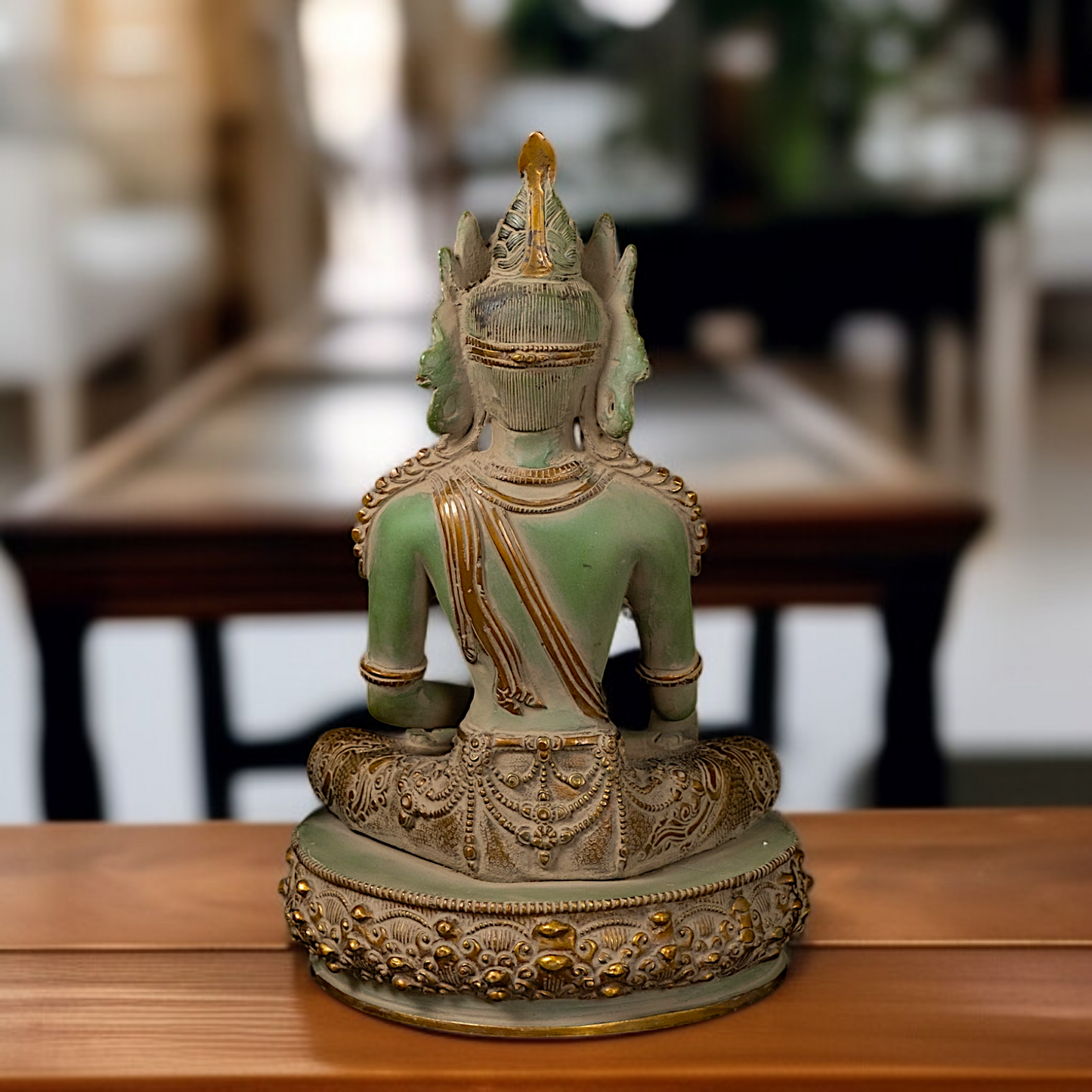 Brass Buddha seated Bhumisparsha Mudra idol - 13.5 Inches Nikuressence