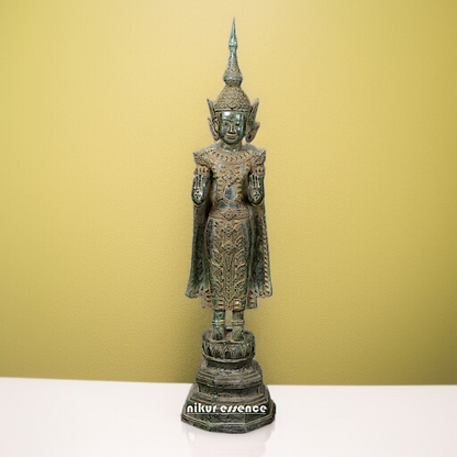 Large Buddha Standing with Blessing brass idol - 26 Inches Nikuressence