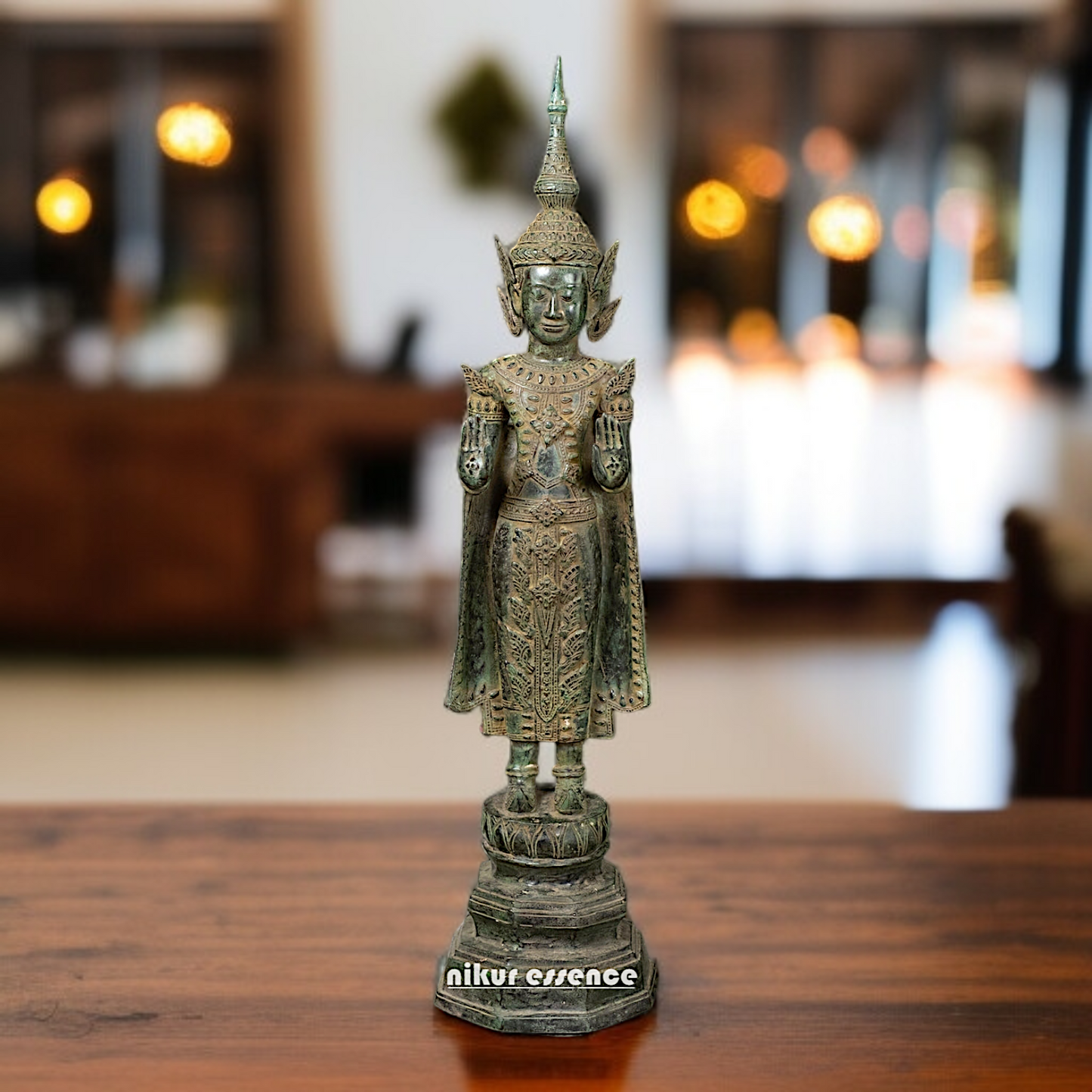Large Buddha Standing with Blessing brass idol - 26 Inches Nikuressence