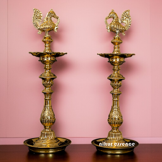 Pure Brass Pair Bird Diya lamp Large - 2 Feet Nikuressence