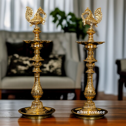 Pure Brass Pair Bird Diya lamp Large - 2 Feet Nikuressence