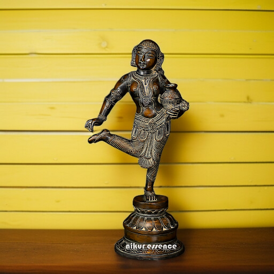 Brass Damsel standing on throne home decor idol - 16 Inches Nikuressence