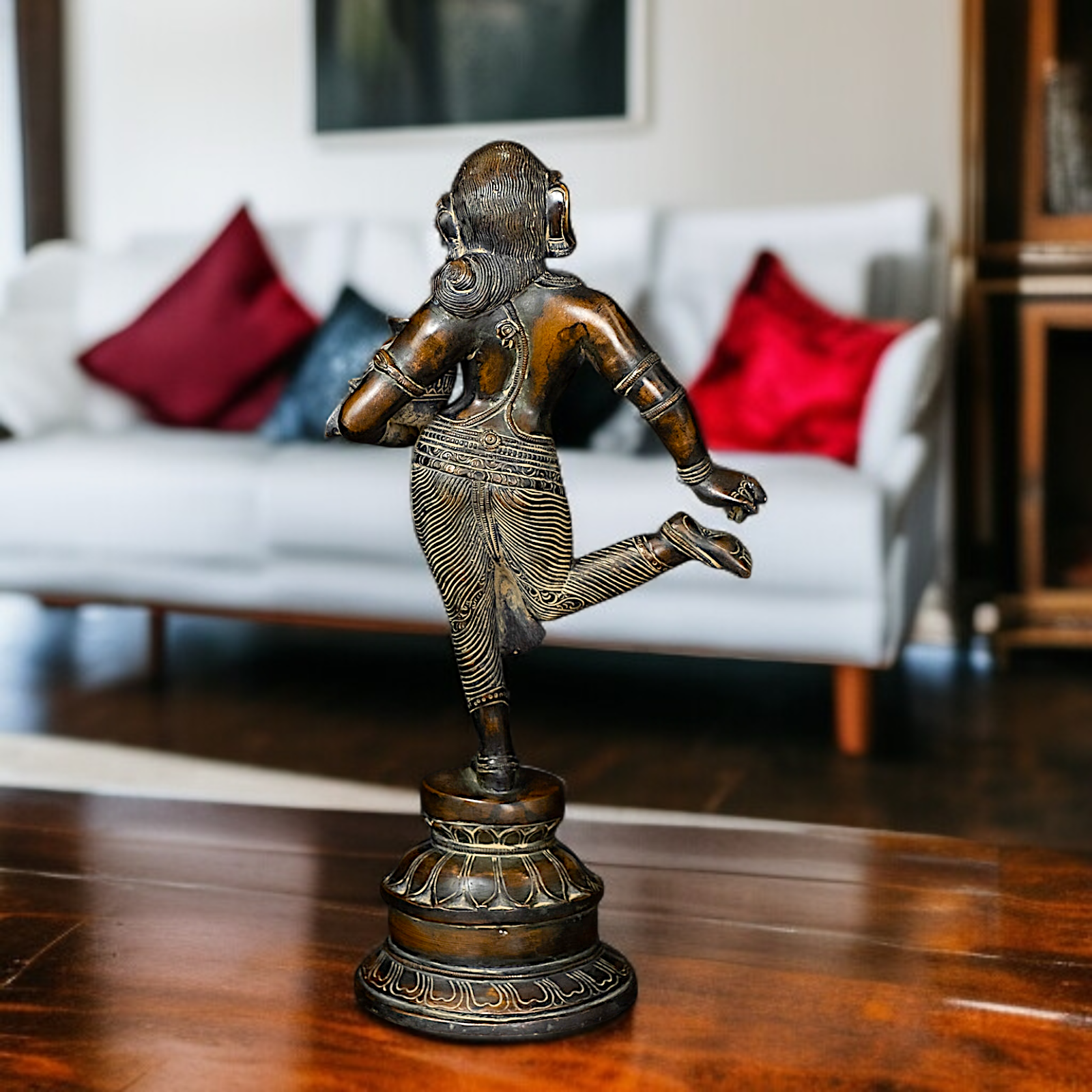 Brass Damsel standing on throne home decor idol - 16 Inches Nikuressence