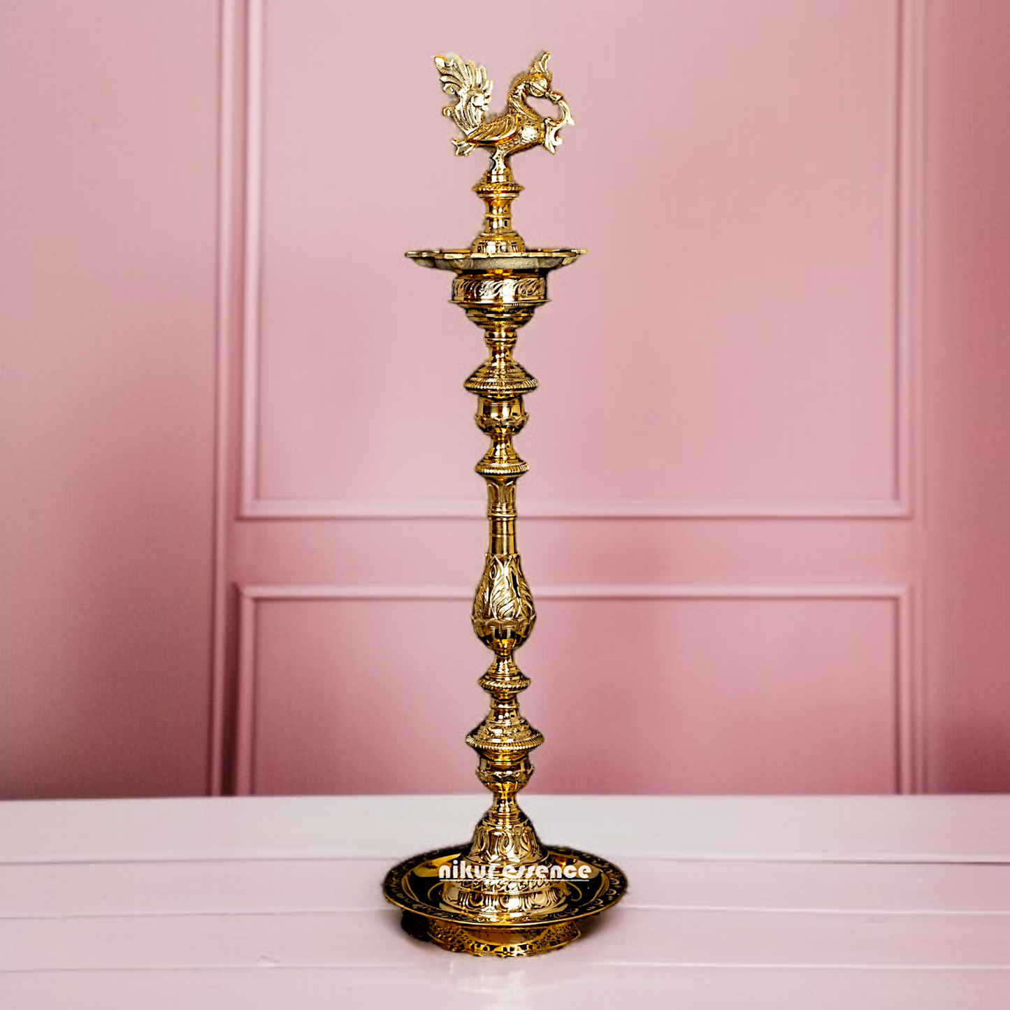 Solid Brass Bird Diya lamp room decor - 38 Inches Nikuressence