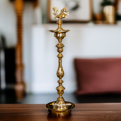Solid Brass Bird Diya lamp room decor - 38 Inches Nikuressence
