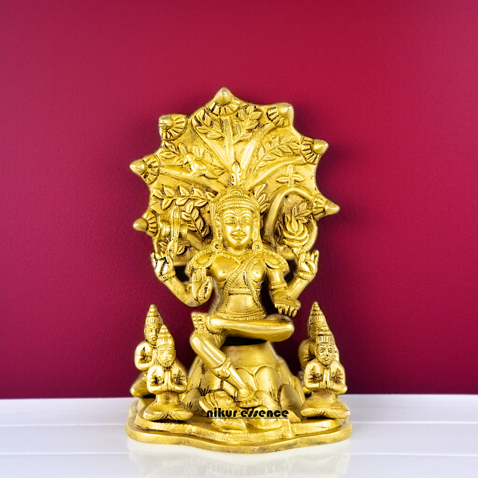 Pure Brass Dakshinamurthy Shiva seated on pedestal with Blessing idol - 9 Inches Nikuressence