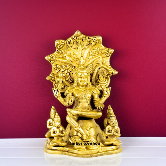 Pure Brass Dakshinamurthy Shiva seated on pedestal with Blessing idol - 9 Inches Nikuressence
