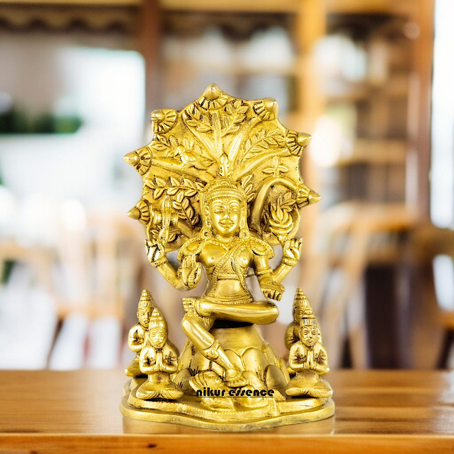 Pure Brass Dakshinamurthy Shiva seated on pedestal with Blessing idol - 9 Inches Nikuressence