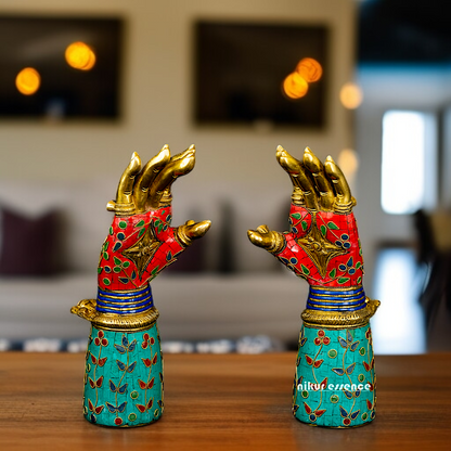 Brass Pair Blessing with stone work room decor with stone work idol - 1 Feet Nikuressence