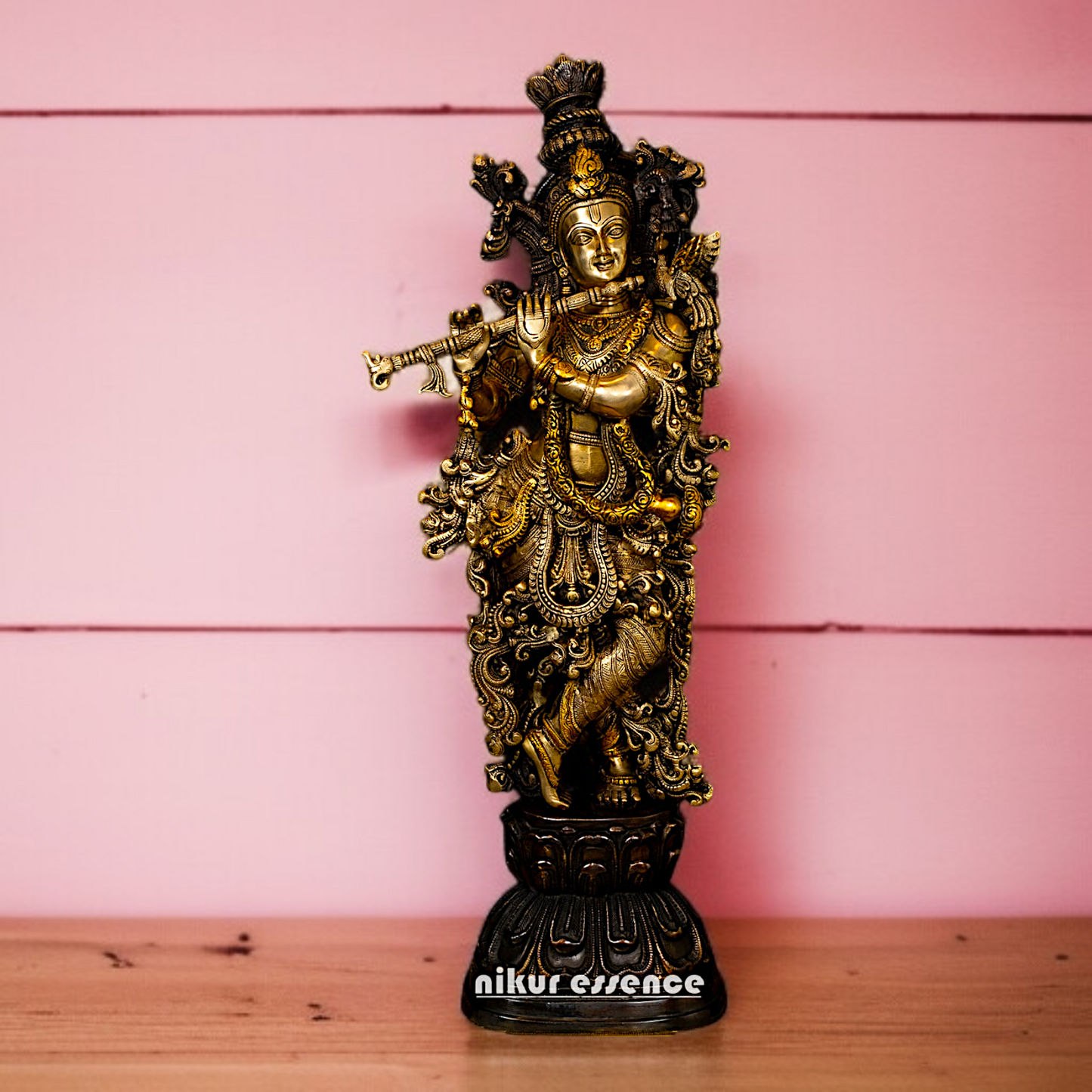 Lord Krishna Govind Playing Flute Brass idol - 29 Inches Nikuressence