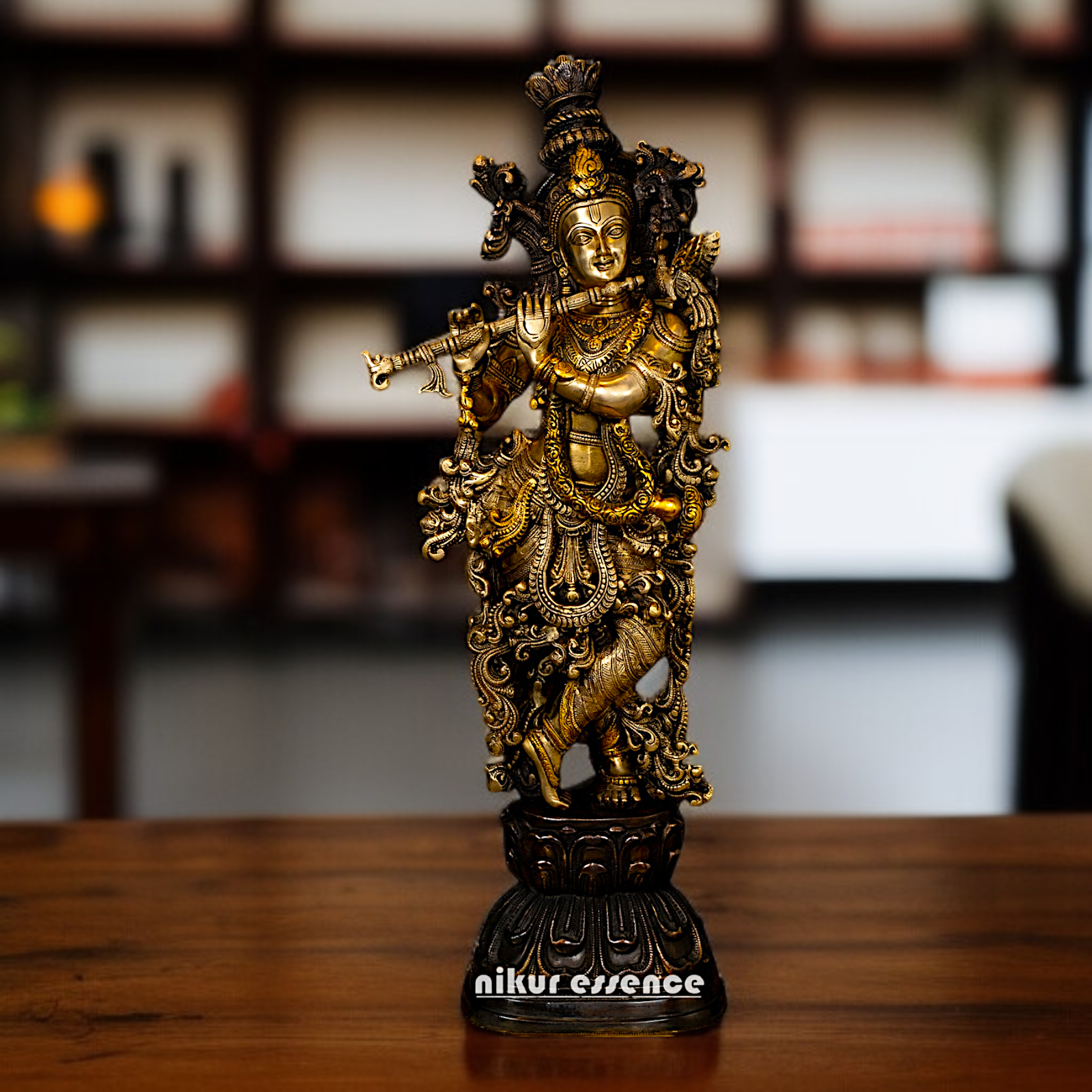 Lord Krishna Govind Playing Flute Brass idol - 29 Inches Nikuressence