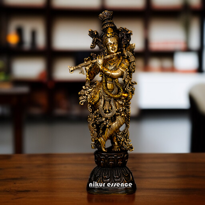 Lord Krishna Govind Playing Flute Brass idol - 29 Inches Nikuressence