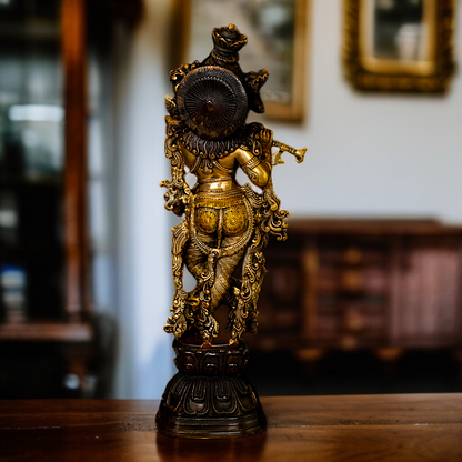 Lord Krishna Govind Playing Flute Brass idol - 29 Inches Nikuressence