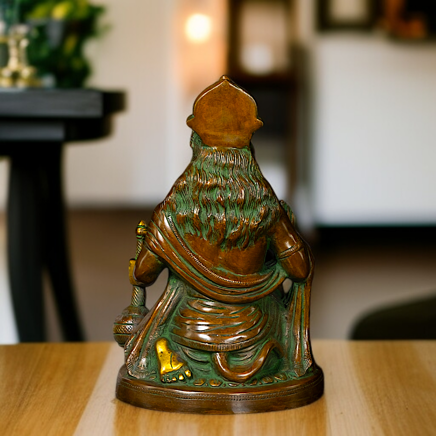 Hanuman ji Seated with Blessing and Gada Brass idol - 10 Inches Nikuressence