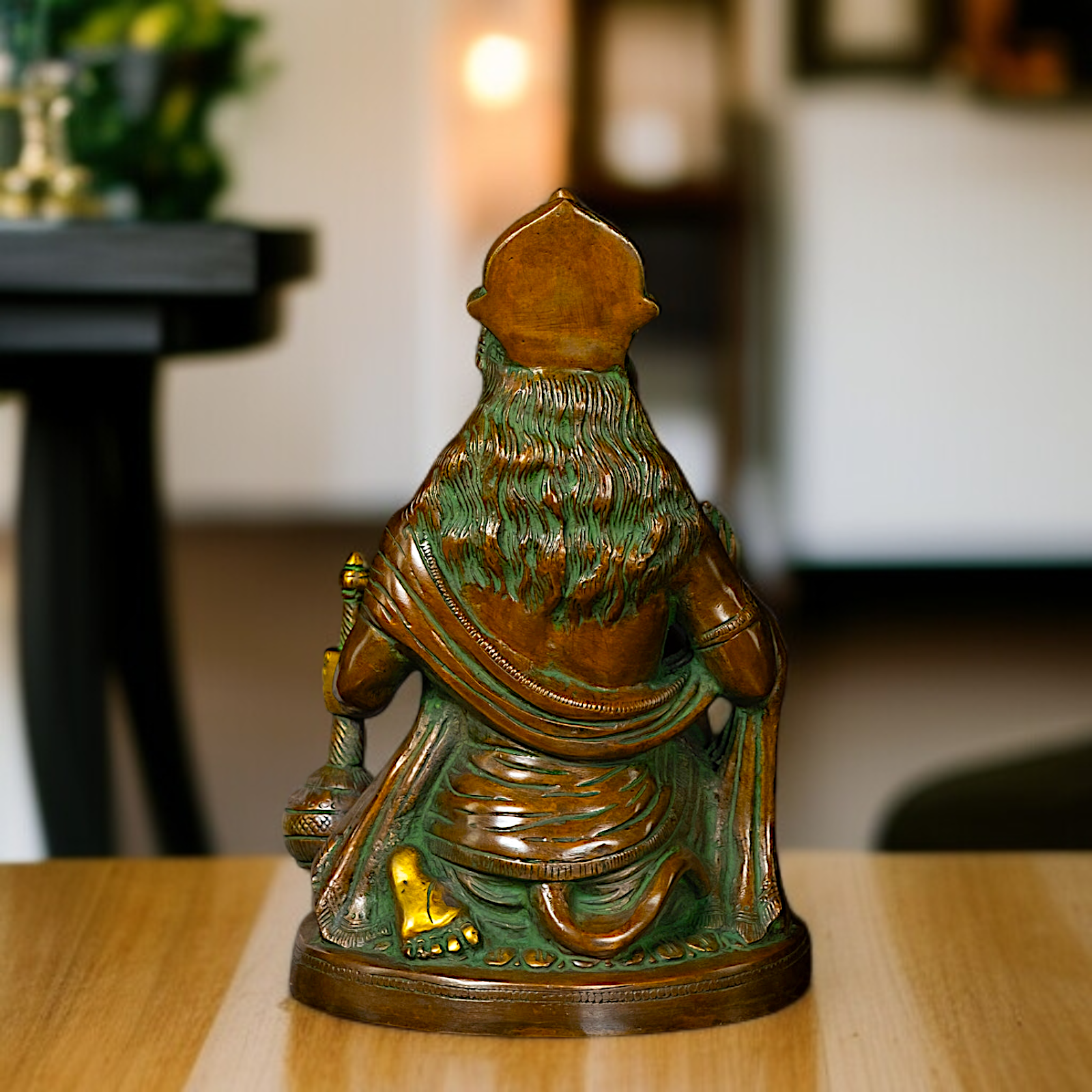 Hanuman ji Seated with Blessing and Gada Brass idol - 10 Inches Nikuressence