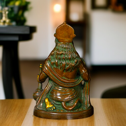Hanuman ji Seated with Blessing and Gada Brass idol - 10 Inches Nikuressence