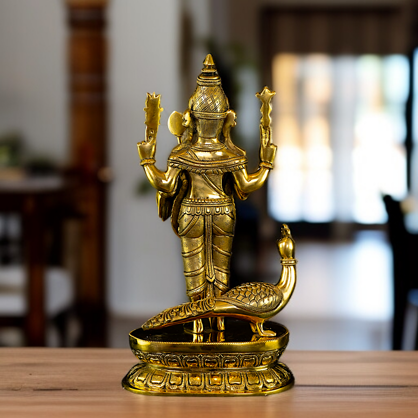 Pure Brass Murugan with peacock idol - 16 Inches Nikuressence
