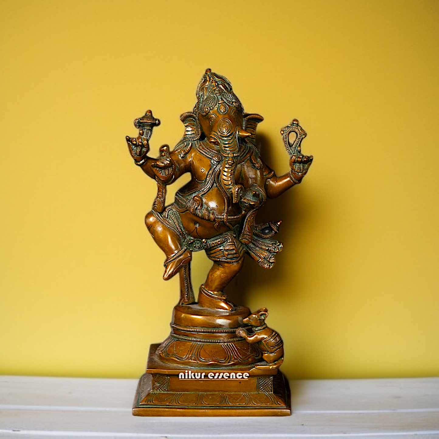 Brass Ganesha Ganpati Dancing statue - 13 Inches Nikuressence
