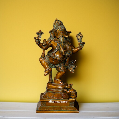 Brass Ganesha Ganpati Dancing statue - 13 Inches Nikuressence