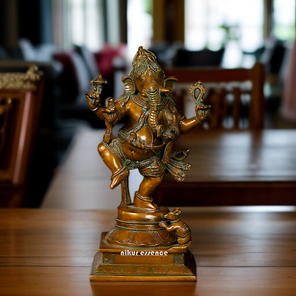 Brass Ganesha Ganpati Dancing statue - 13 Inches Nikuressence