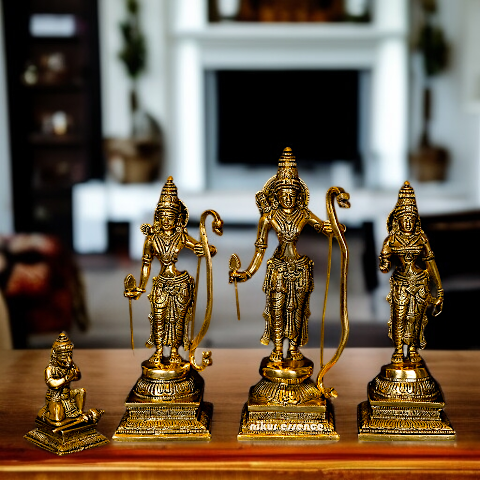 Antique Brass Ram Darbar Parivar standing idol - 10.5 Inches Nikuressence