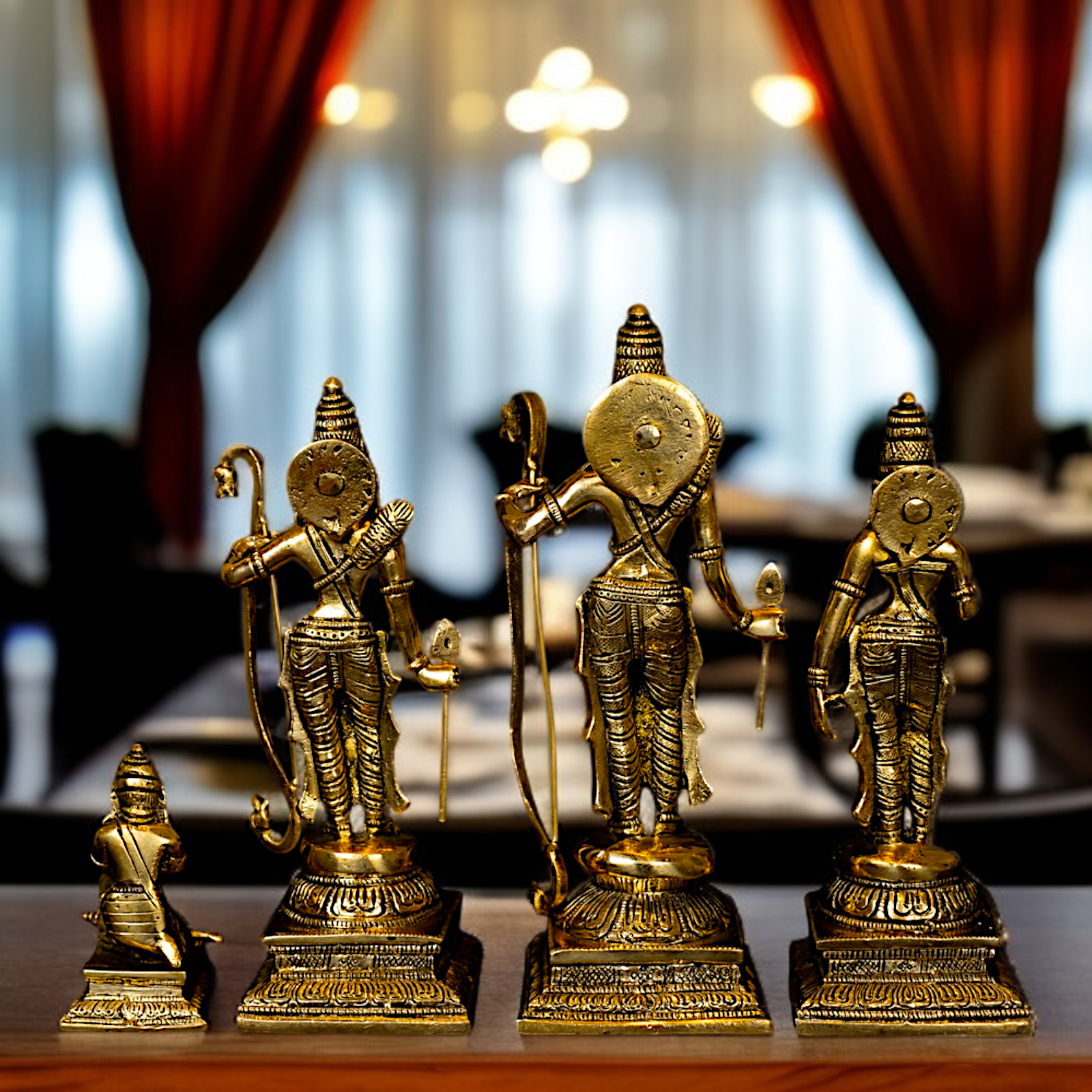 Antique Brass Ram Darbar Parivar standing idol - 10.5 Inches Nikuressence