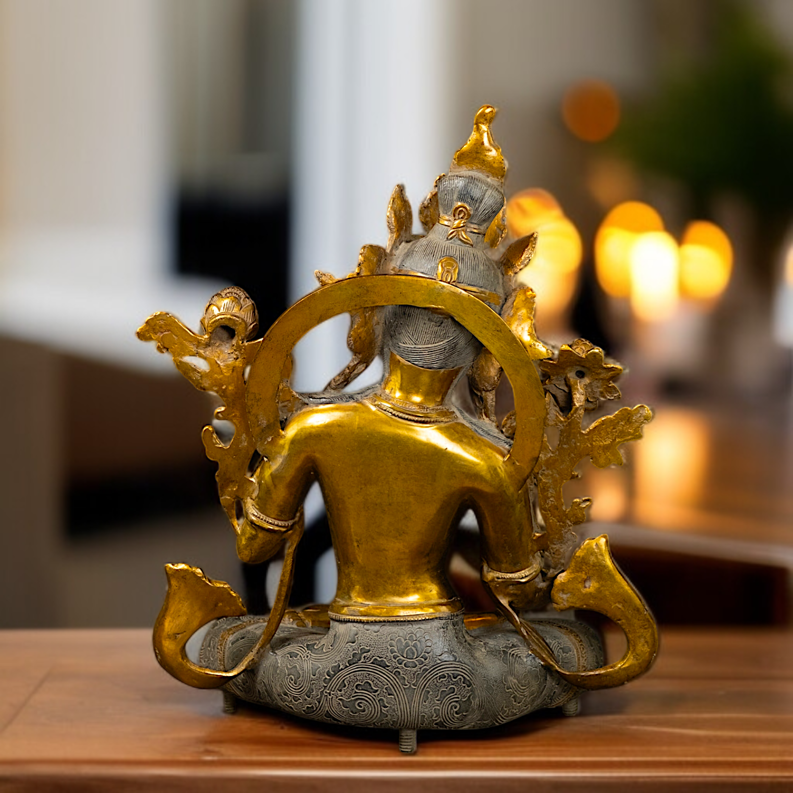 Goddess Tara Seated with Blessing Brass idol- 17.5 Inches Nikuressence