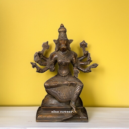 Brass varahi Amman seated idol - 9.75 Inches Nikuressence