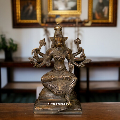 Brass varahi Amman seated idol - 9.75 Inches Nikuressence