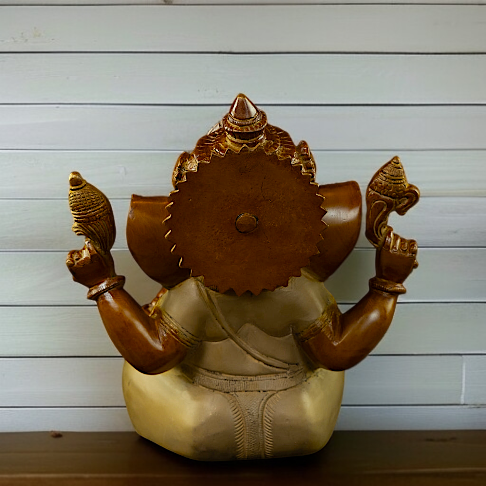 Ganpati seated Blessing with Four Armed Brass idol - 9 Inches Nikuressence