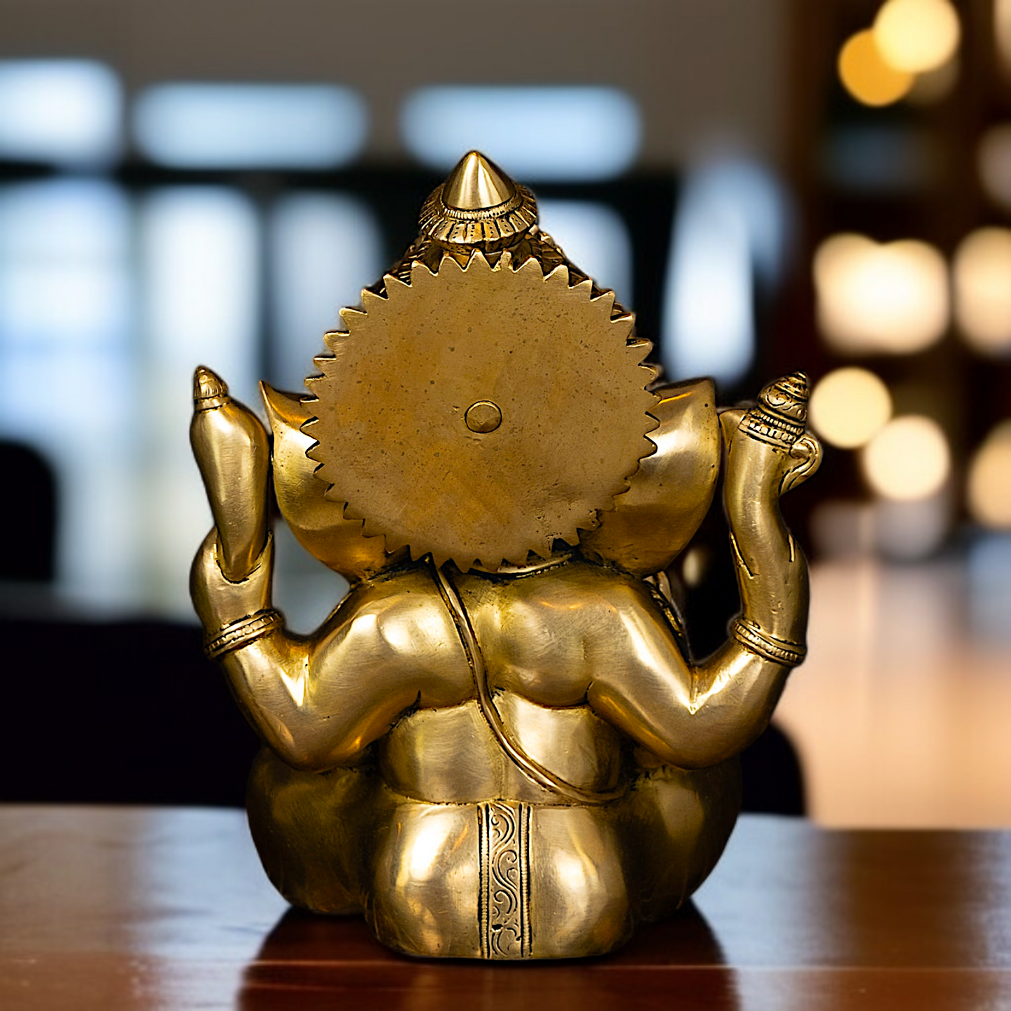 Pure Brass Ganesha seated with Blessing and Laddoo statue - 12 Inches Nikuressence