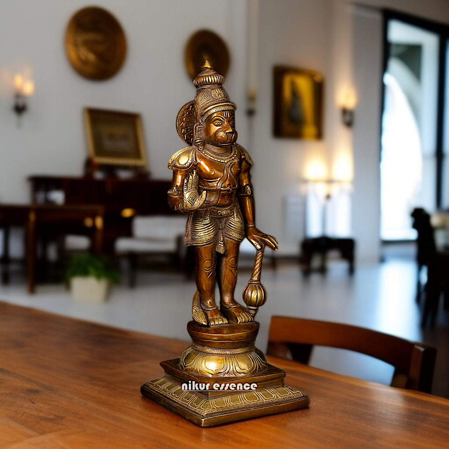 Hanuman ji Standing with blessing and Gada Brass idol - 1 Feet Nikuressence