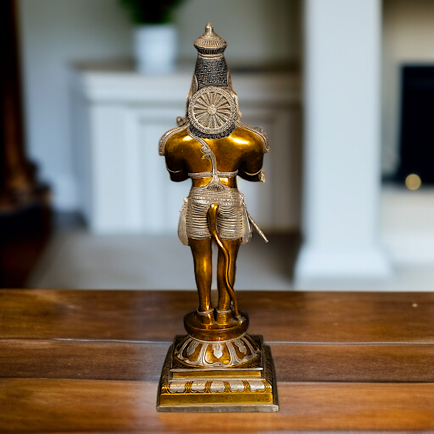 Brass Hanuman ji namaskar pose standing with holding Gada idol - 23 Inches Nikuressence