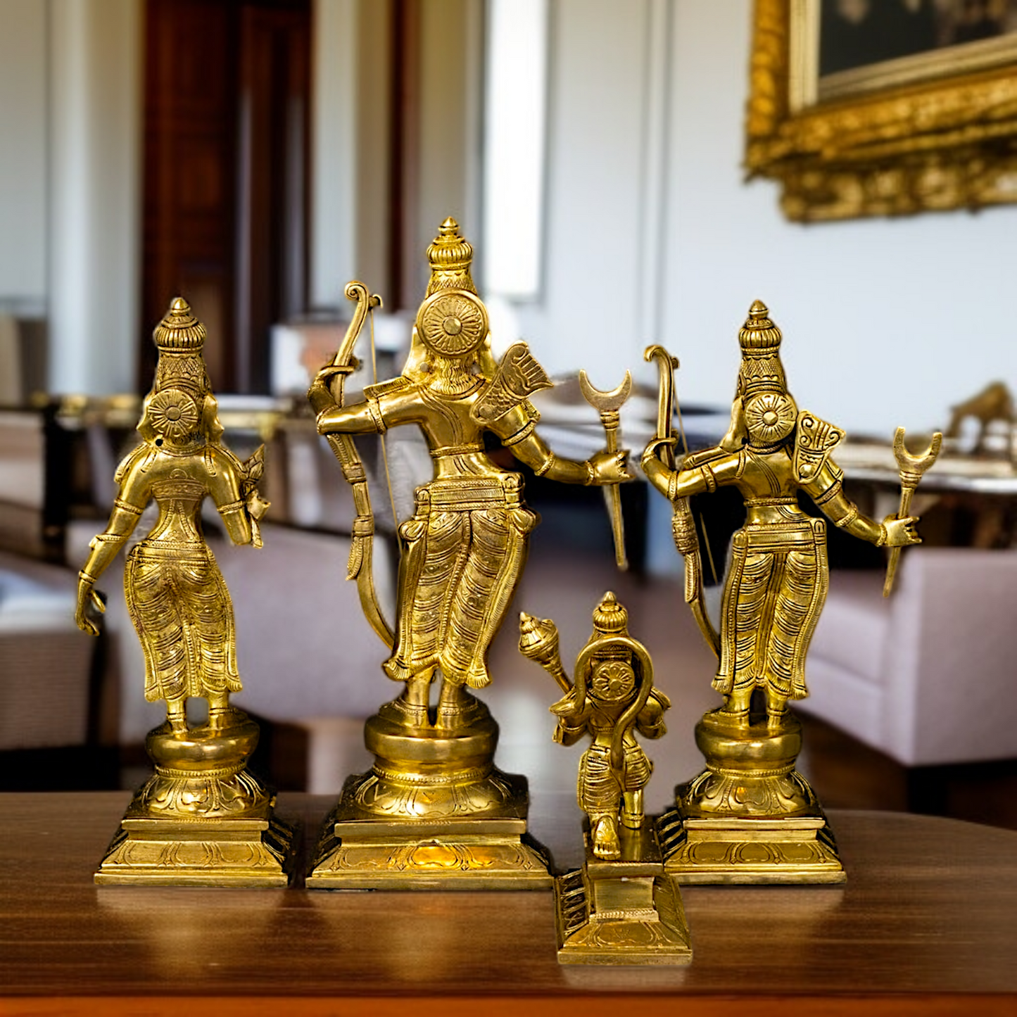 Shree Ram Darbar Parivar with Hanuman brass idol - 15 Inches Nikuressence