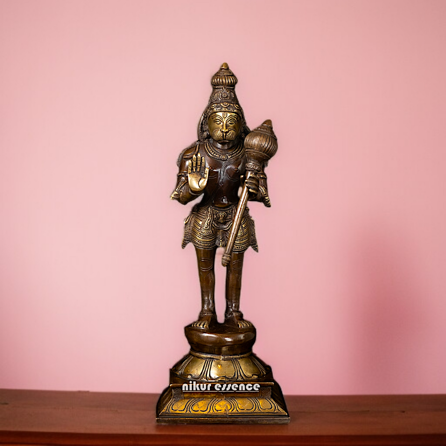 Hanuman ji standing with blessing and Gada Brass idol - 16 Inches Nikuressence