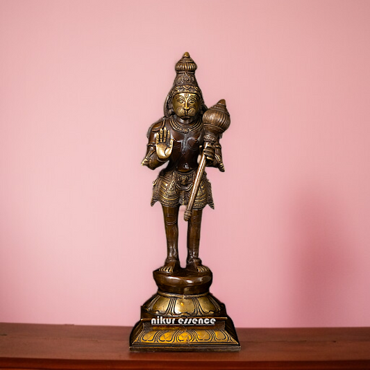 Hanuman ji standing with blessing and Gada Brass idol - 16 Inches Nikuressence