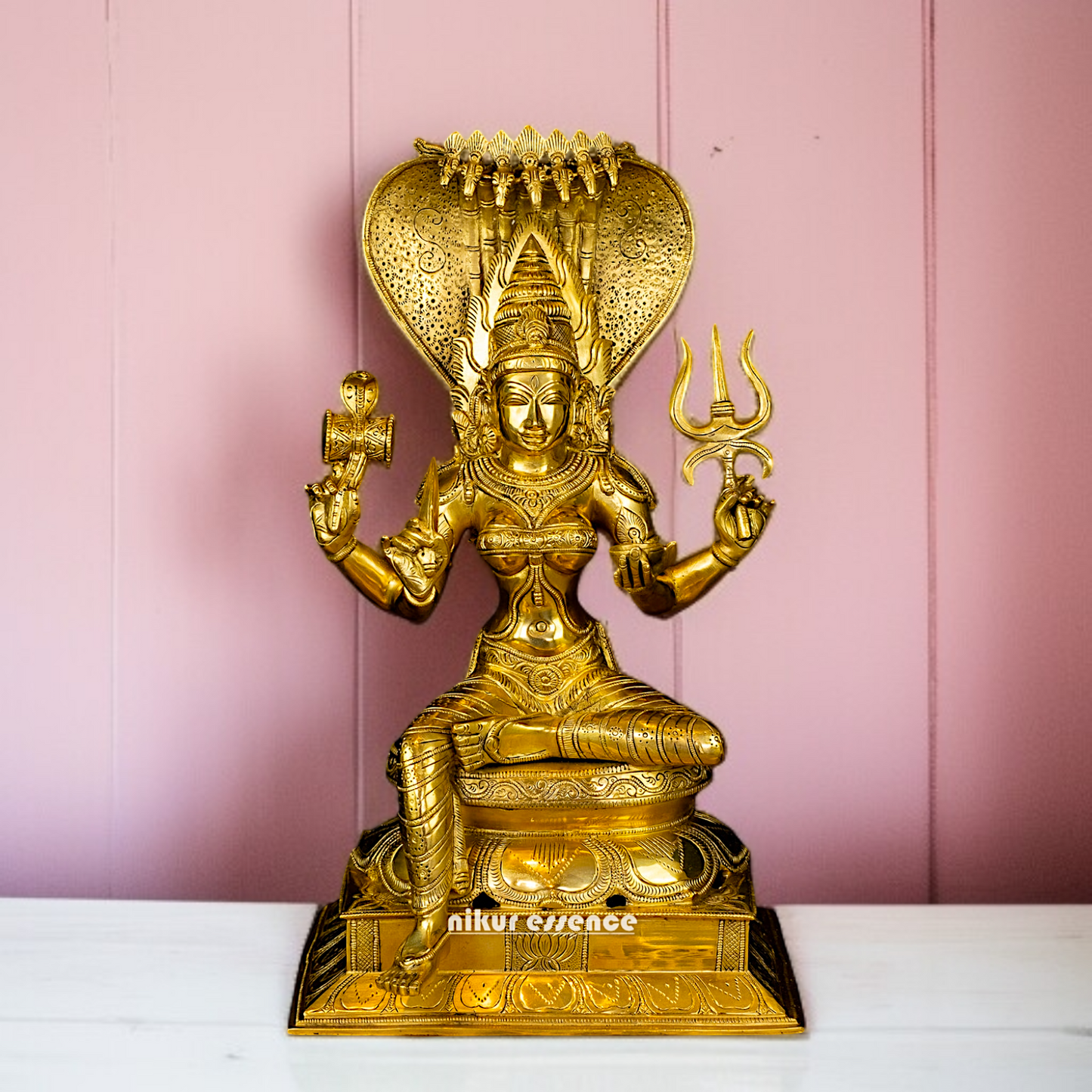 Mariamman Devi Blessing with sheshnag Brass idol - 19 Inches Nikuressence