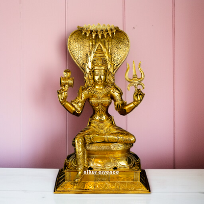 Mariamman Devi Blessing with sheshnag Brass idol - 19 Inches Nikuressence