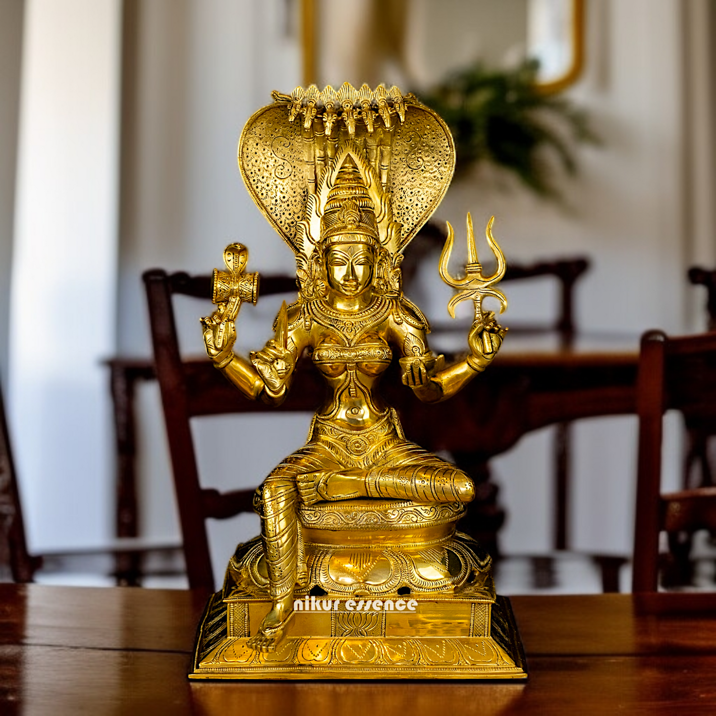 Mariamman Devi Blessing with sheshnag Brass idol - 19 Inches Nikuressence