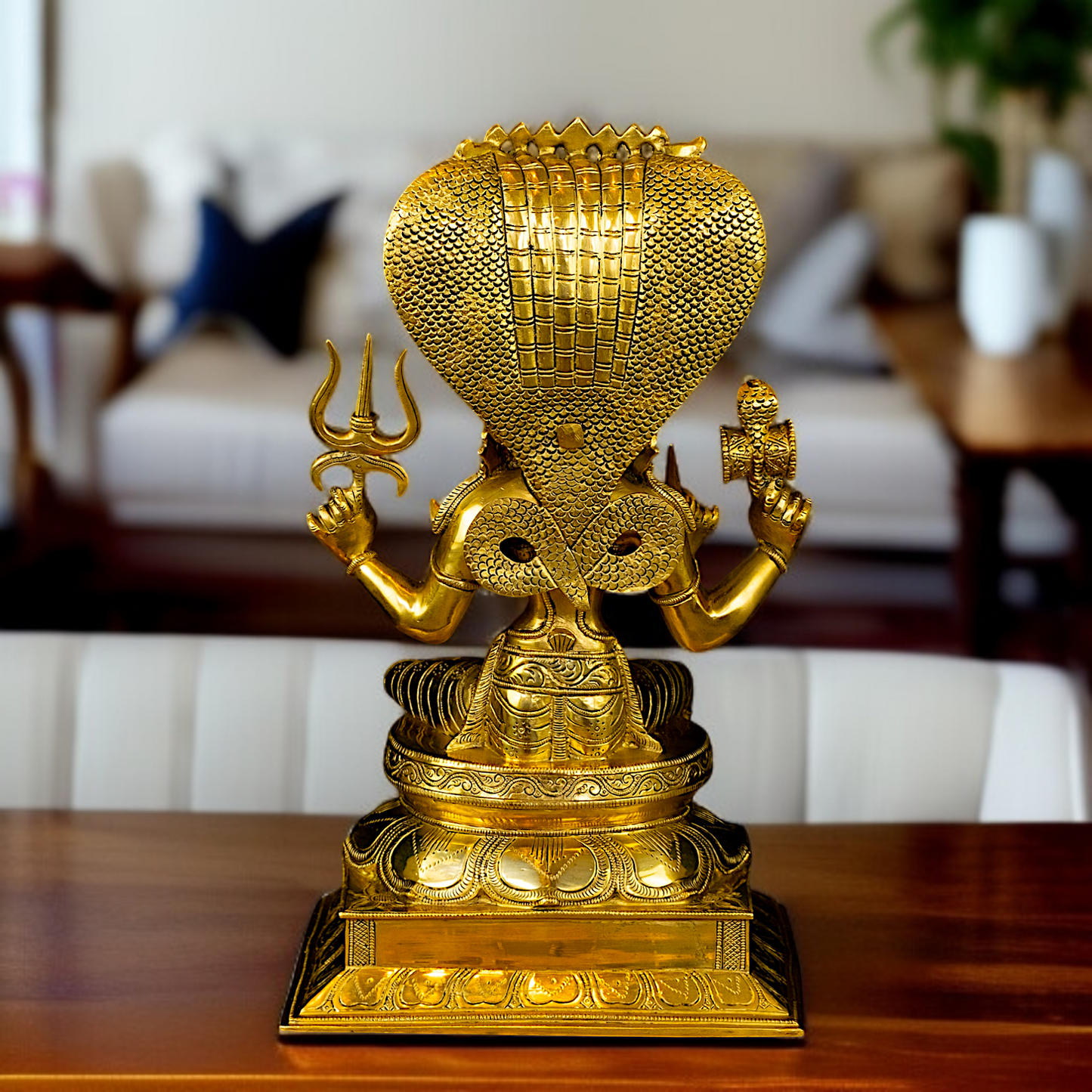 Mariamman Devi Blessing with sheshnag Brass idol - 19 Inches Nikuressence