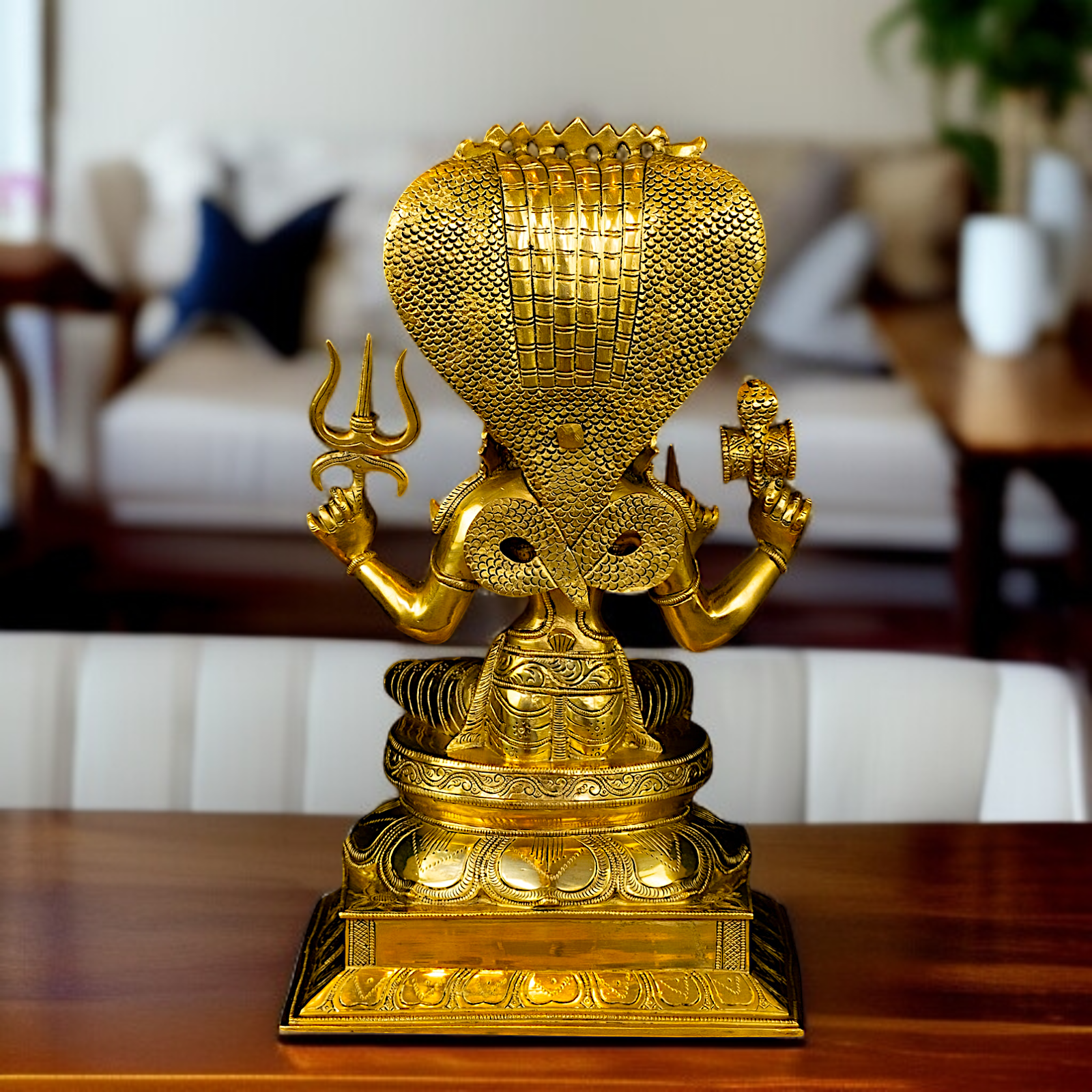 Mariamman Devi Blessing with sheshnag Brass idol - 19 Inches Nikuressence